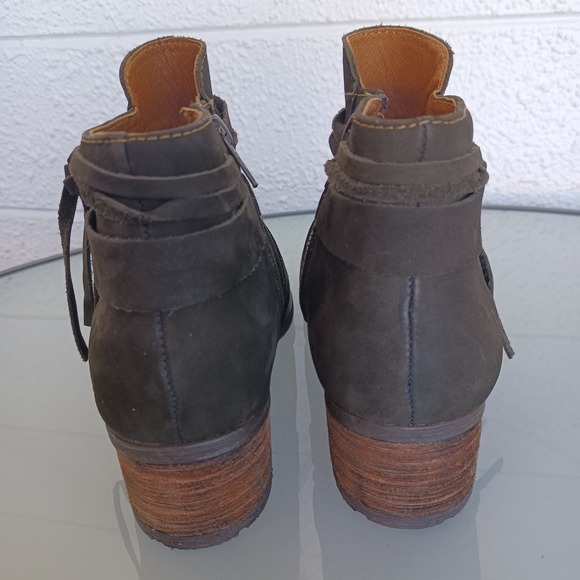 Born Olive Suede Wrap Tie Ankle Boots - Picture 5 of 11